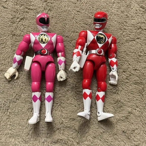 1993 Mighty Morphin Power Ranger Action Figure Bundle- Red, Pink, Blue, Black - Picture 2 of 6
